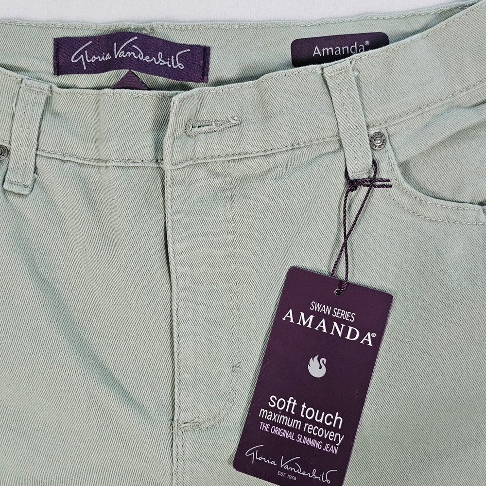 Gloria Vanderbilt Amanda Swan Series High Rise Straight Leg Jeans Sage Green 10
